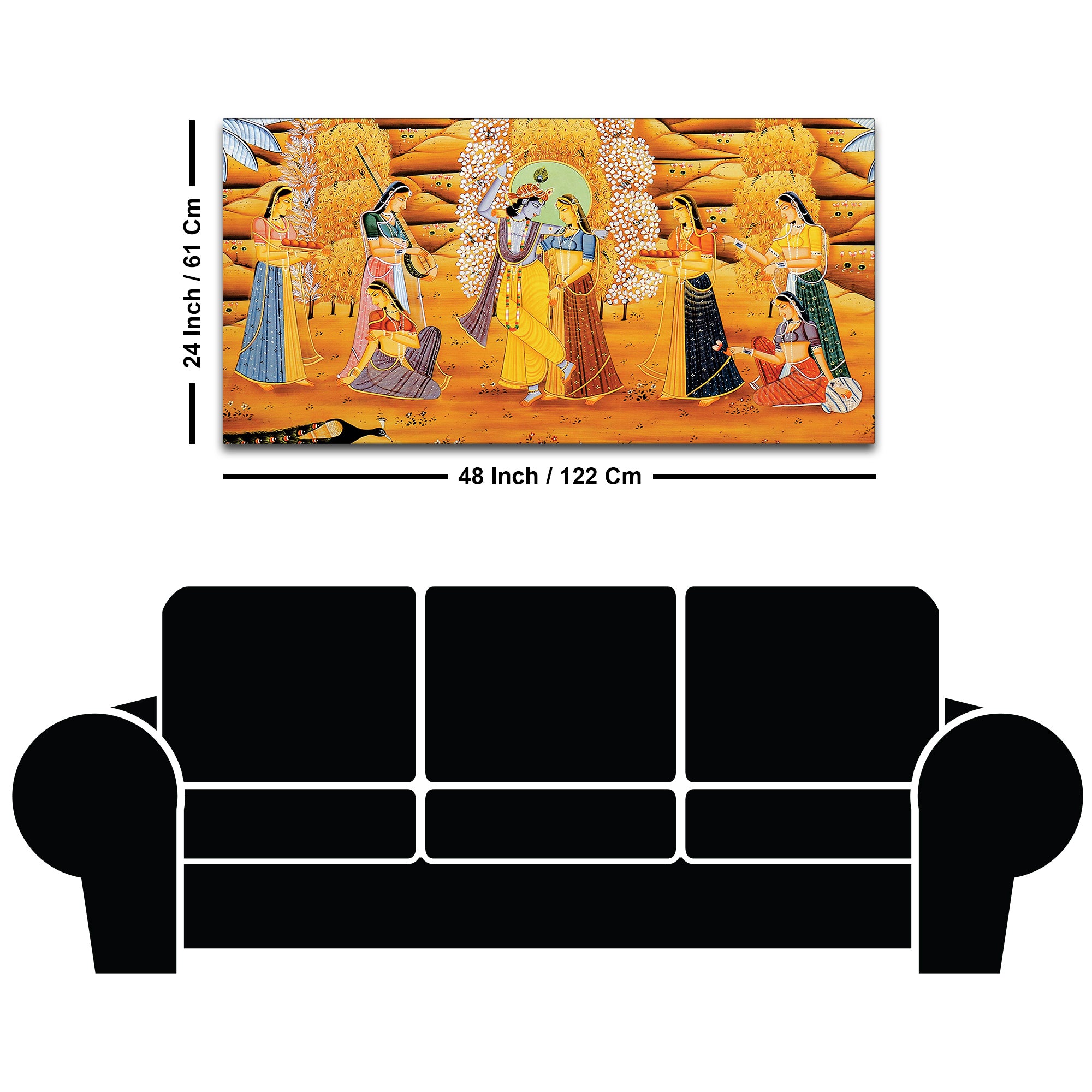 Lord Krishna with Gopis Traditional Pichwai Art Wall Painting