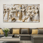 Lord Krishna with Radha and Gopis 3D Canvas Wall Painting