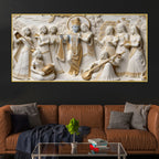 Lord Krishna with Radha and Gopis 3D Canvas Wall Painting