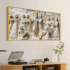Lord Krishna with Radha and Gopis 3D Canvas Wall Painting
