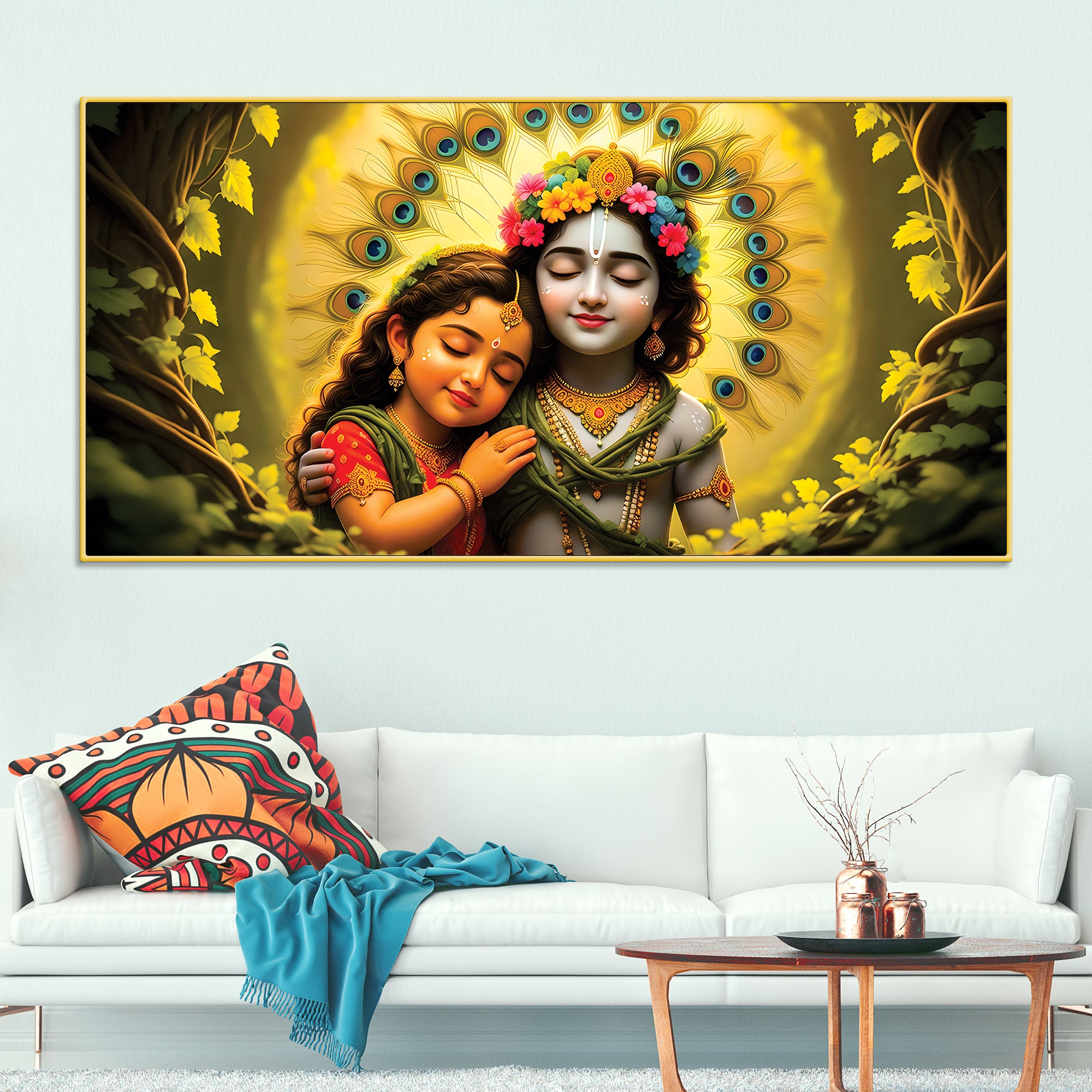 Lord Krishna with Radha Wall Art Painting for Home & Office Décor