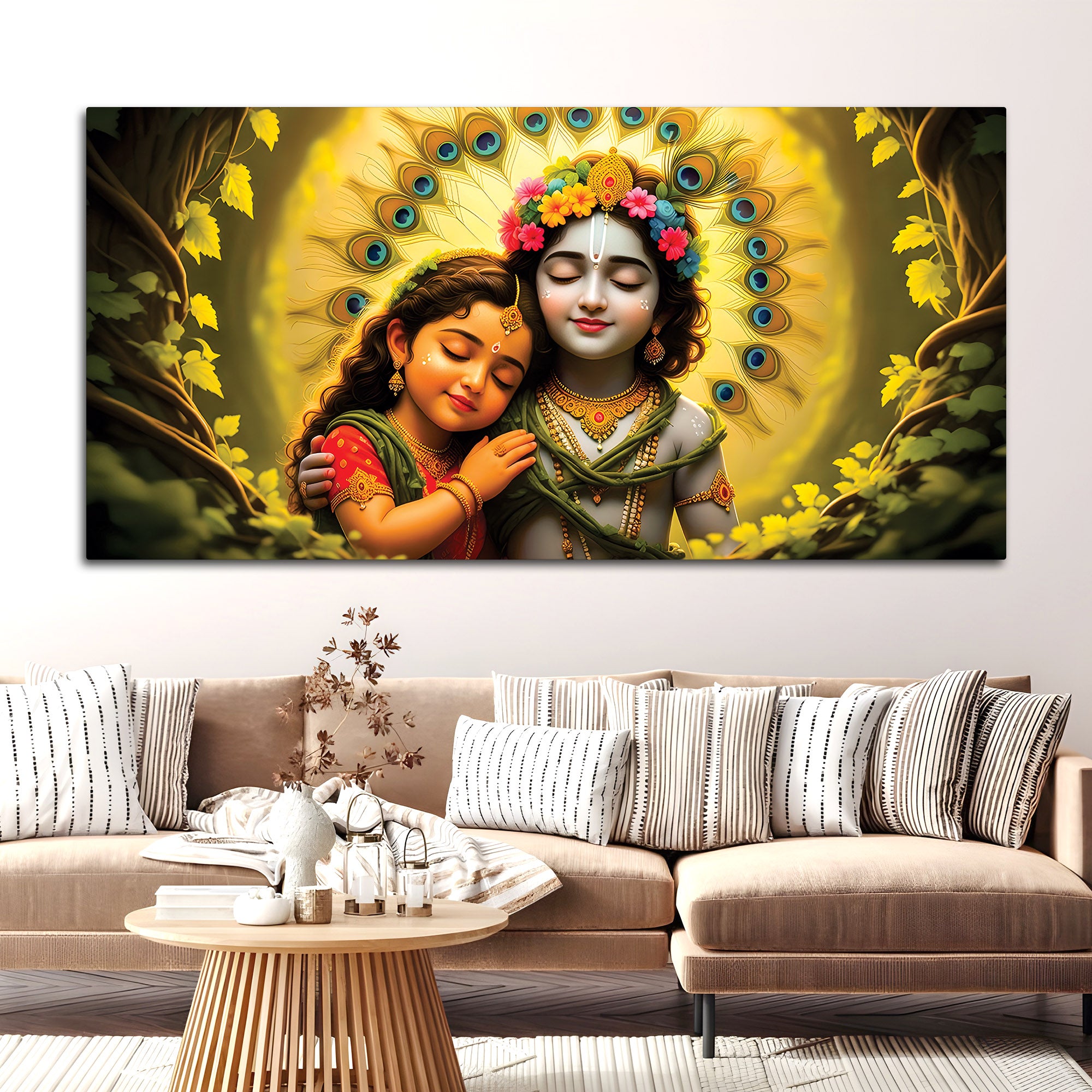 Lord Krishna with Radha Wall Art Painting for Home & Office Décor