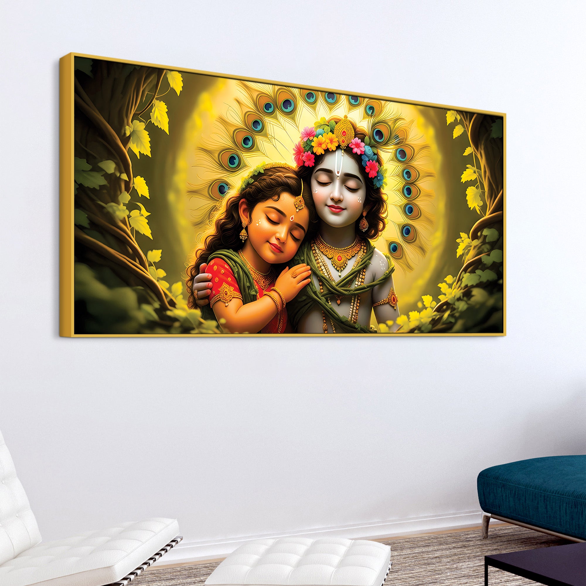 Lord Krishna with Radha Wall Art Painting for Home & Office Décor