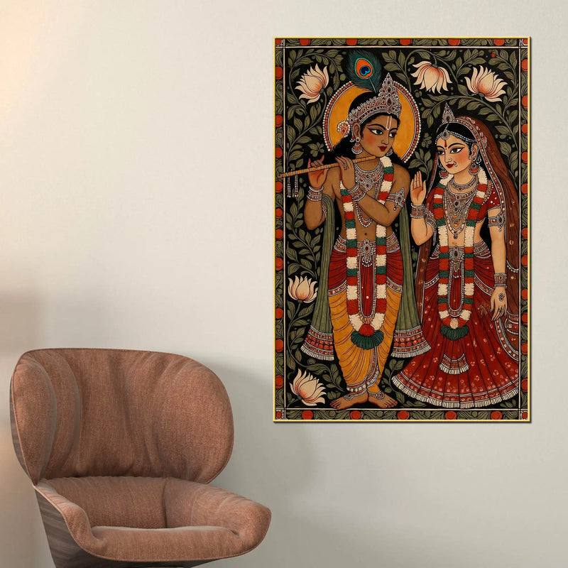 Lord Krishna with Shree Radha Devotional Canvas Wall Painting