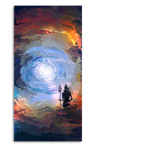 Lord Mahadev in Dramatic Sky Canvas Wall Painting