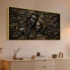 Lord Mahadev & Maa Parvati Divine Bond Metallic Look 3D Canvas Wall Painting