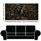 Lord Mahadev & Maa Parvati Divine Bond Metallic Look 3D Canvas Wall Painting