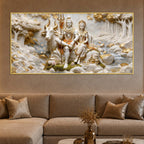 Lord Mahadev & Mata Parvati with Nandi 3D Canvas Wall Painting