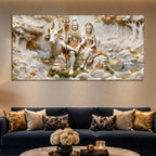 Lord Mahadev & Mata Parvati with Nandi 3D Canvas Wall Painting