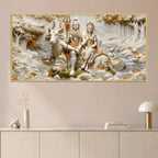 Lord Mahadev & Mata Parvati with Nandi 3D Canvas Wall Painting