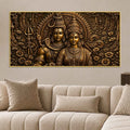 Lord Mahadev with Maa Parvati Metallic Look 3D Canvas Wall Painting