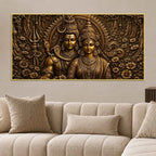Lord Mahadev with Maa Parvati Metallic Look 3D Canvas Wall Painting