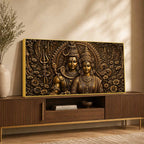 Lord Mahadev with Maa Parvati Metallic Look 3D Canvas Wall Painting