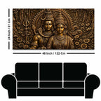Lord Mahadev with Maa Parvati Metallic Look 3D Canvas Wall Painting