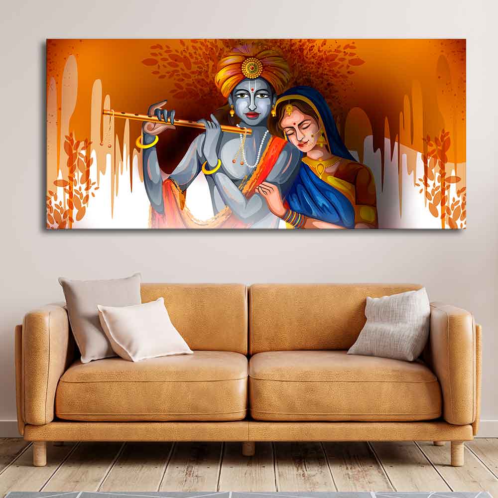 Lord Radha Krishna Beautiful Large Canvas Wall Painting