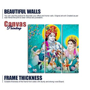 Lord Radha Krishna Canvas Wall Painting 3 Panel Set