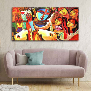 Lord Radha Krishna Decorative Pattern Canvas Big Wall Painting Wall Art