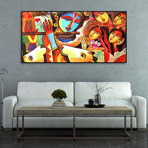 Lord Radha Krishna Decorative Pattern Canvas Big Wall Painting Wall Art