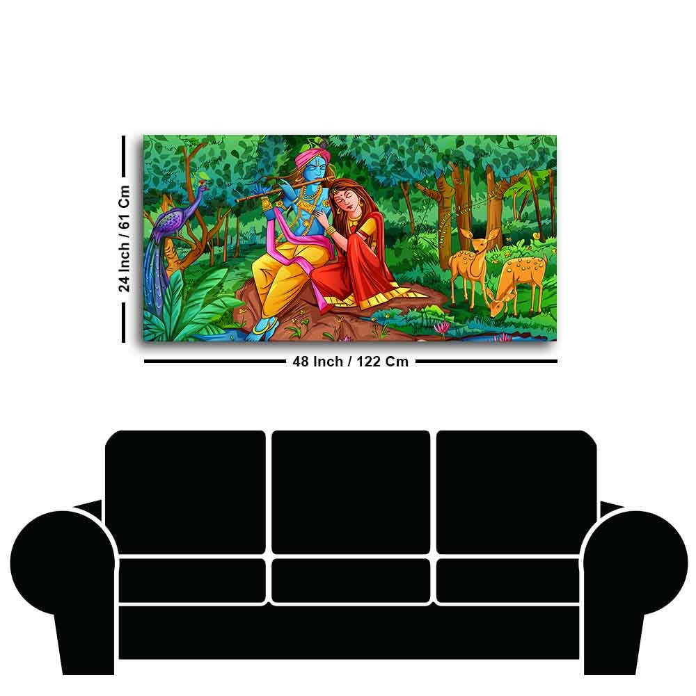 Lord Radha Krishna in Forest Wall Painting