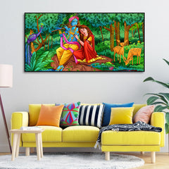 Lord Radha Krishna in Forest Wall Painting