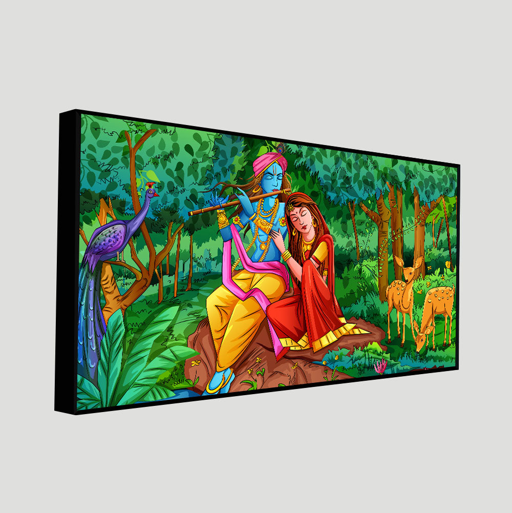 Lord Radha Krishna in Forest Wall Painting