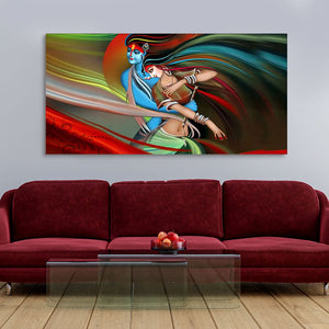 Lord Radha Krishna Musical Modern Art Canvas Wall Painting