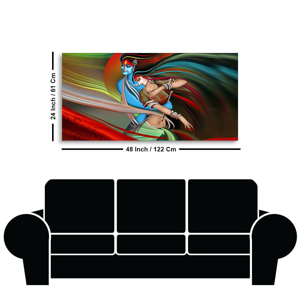 Lord Radha Krishna Musical Modern Art Canvas Wall Painting