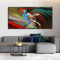 Lord Radha Krishna Musical Modern Art Canvas Wall Painting