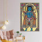Lord Ram Madhubani Canvas Painting for Temple Style Wall Décor
