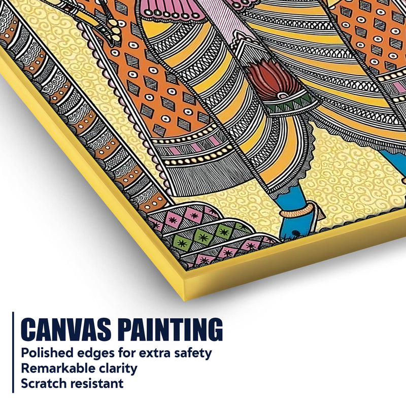 Lord Ram Madhubani Canvas Painting for Temple Style Wall Décor