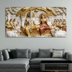 Lord Rama and Goddess Sita Royal Darbar 3D Canvas Wall Painting