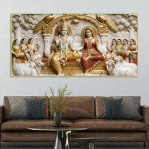 Lord Rama and Goddess Sita Royal Darbar 3D Canvas Wall Painting