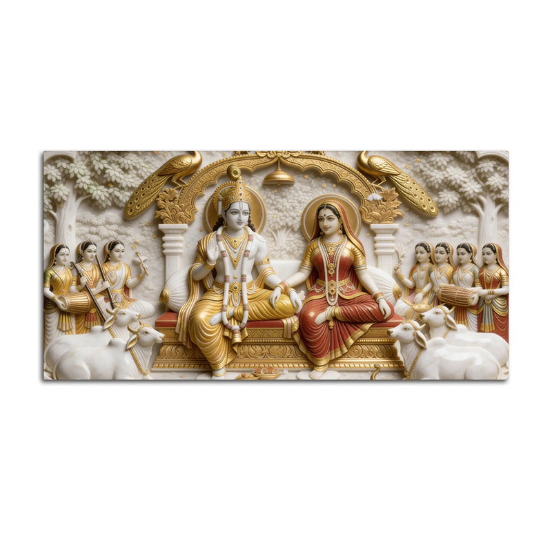 Lord Rama and Goddess Sita Royal Darbar 3D Canvas Wall Painting