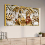 Lord Rama and Goddess Sita Royal Darbar 3D Canvas Wall Painting