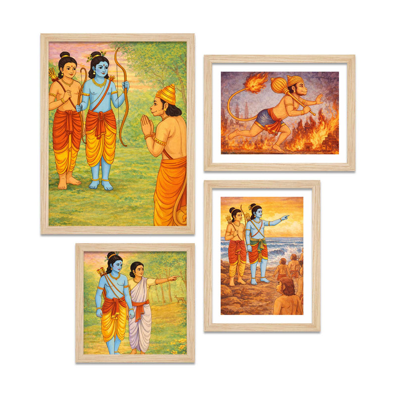 Lord Rama Ramayana Wall Frame Set of Four