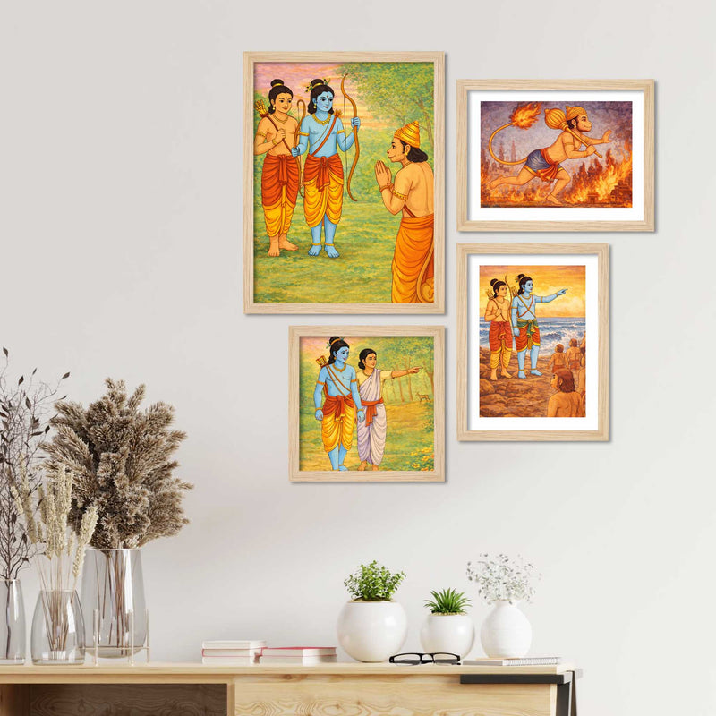 Lord Rama Ramayana Wall Frame Set of Four