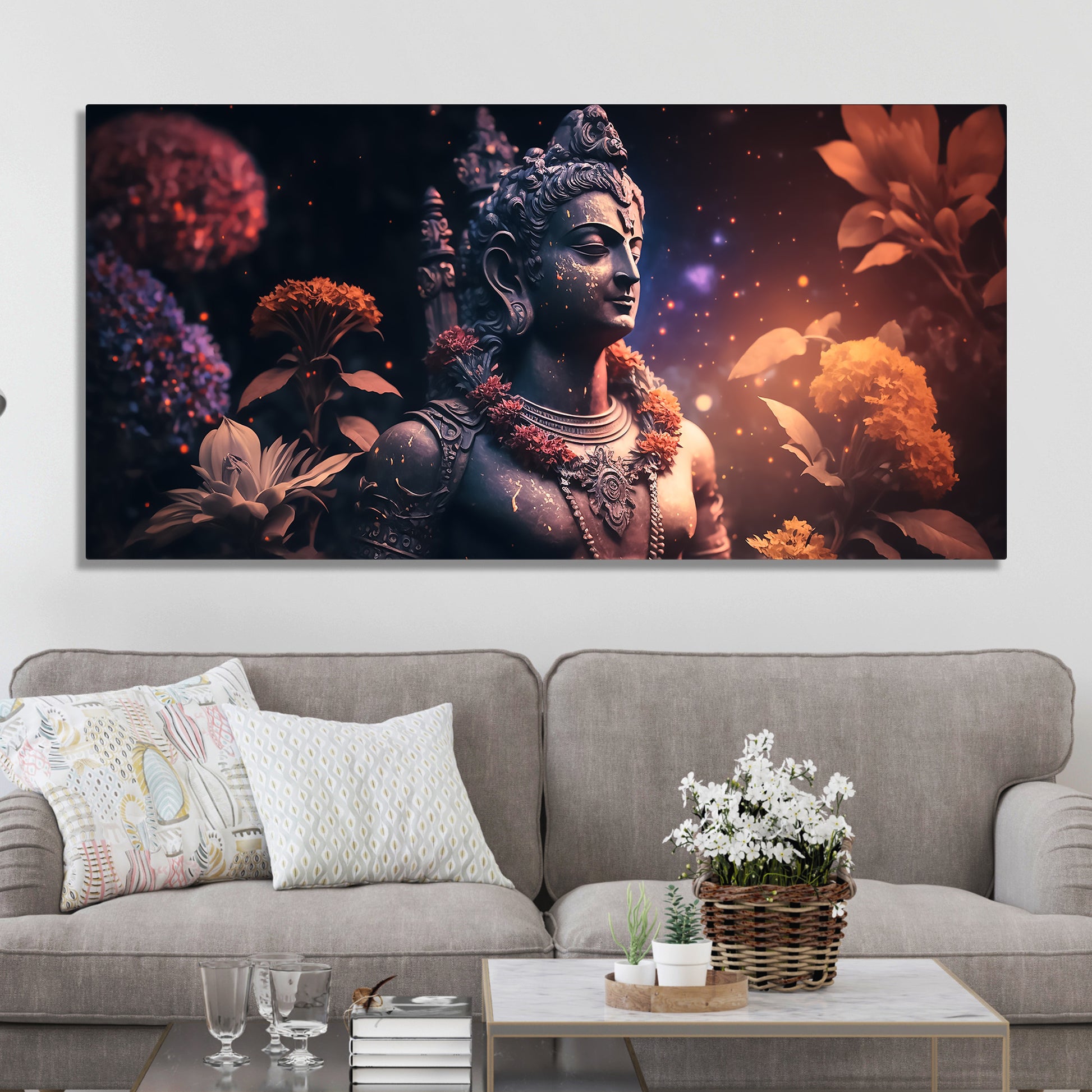 Lord Shiv Shankar Statue Premium Canvas Wall Painting