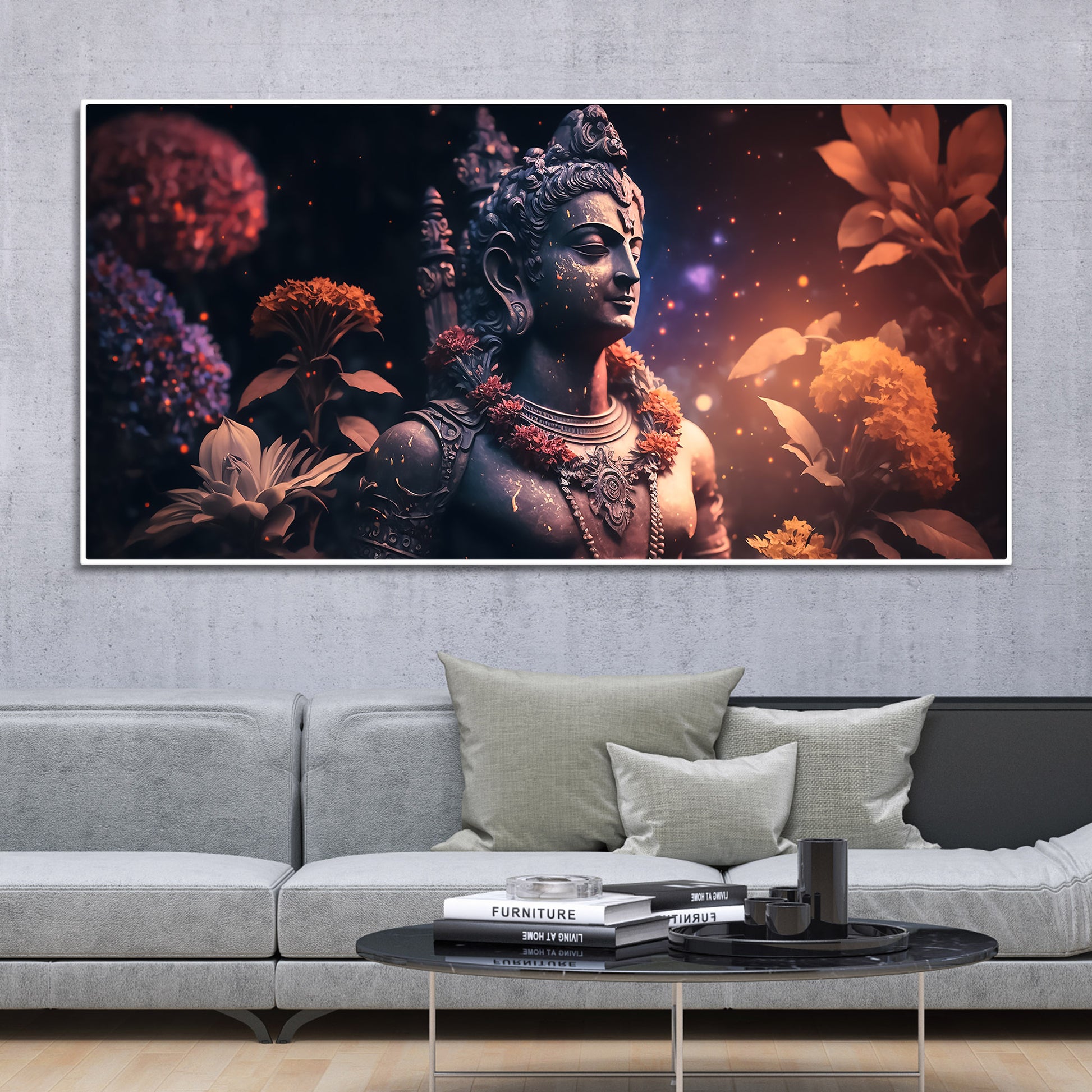 Lord Shiv Shankar Statue Premium Canvas Wall Painting