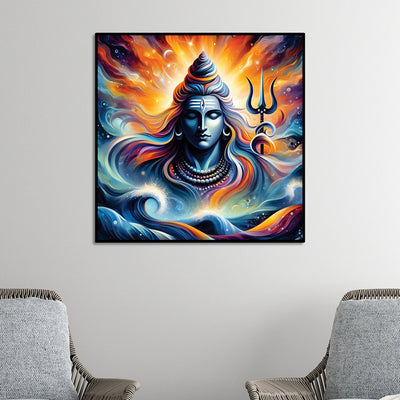 Lord Shiva Aura Wall Art Mahadev Canvas Decor for Living Room