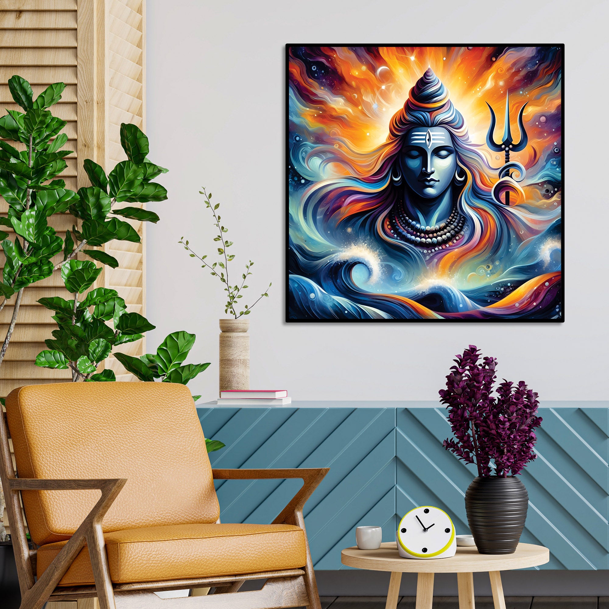 Lord Shiva Aura Wall Art Mahadev Canvas Decor for Living Room