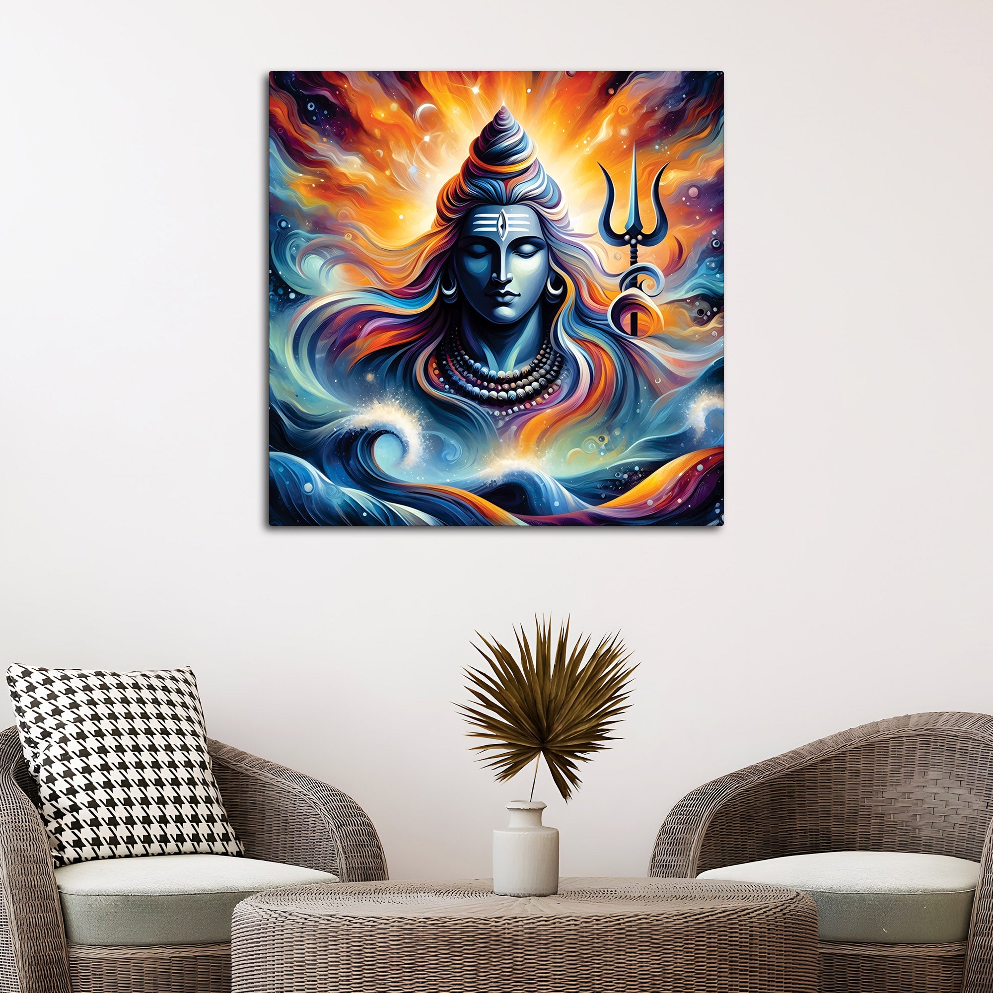 Lord Shiva Aura Wall Art Mahadev Canvas Decor for Living Room