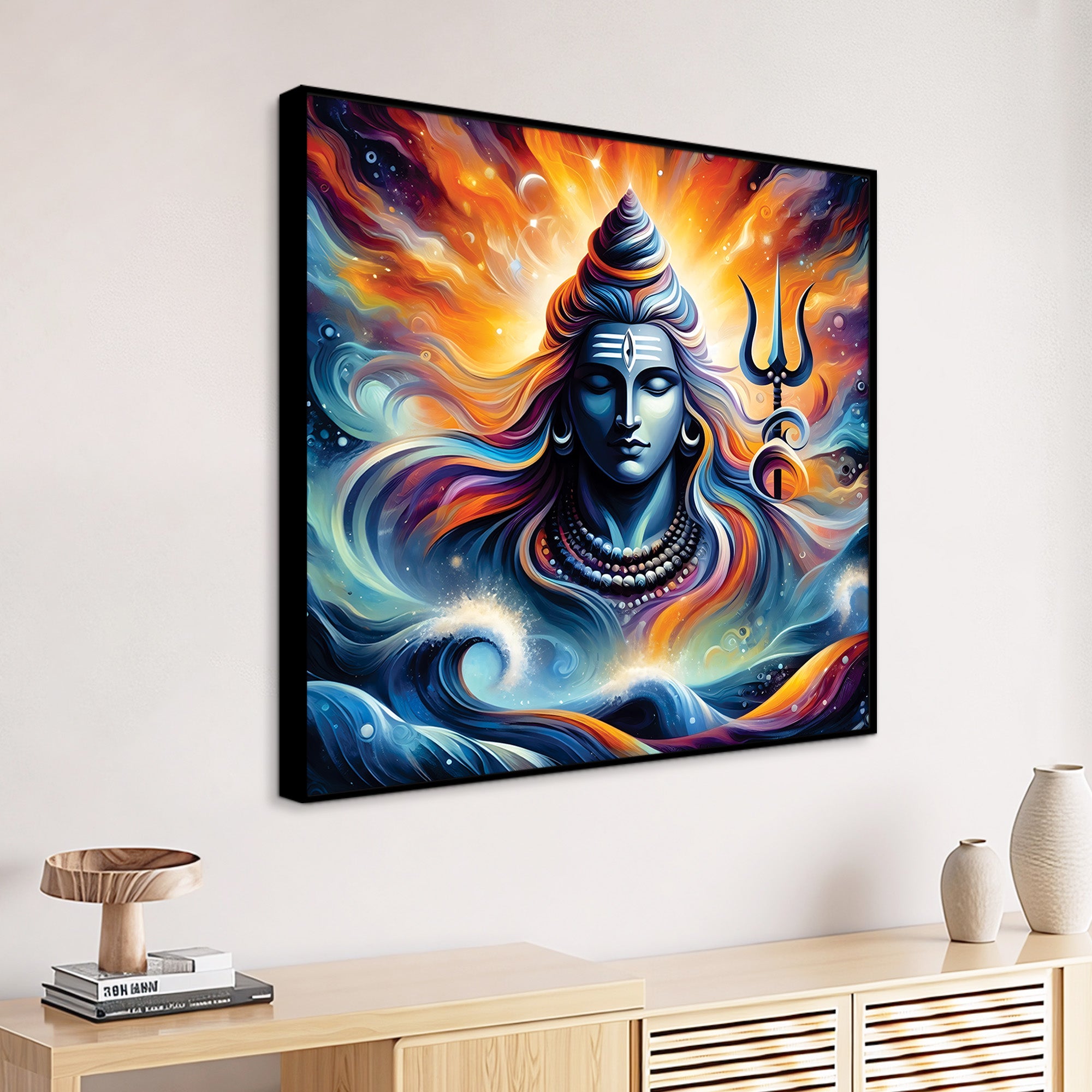 Lord Shiva Aura Wall Art Mahadev Canvas Decor for Living Room
