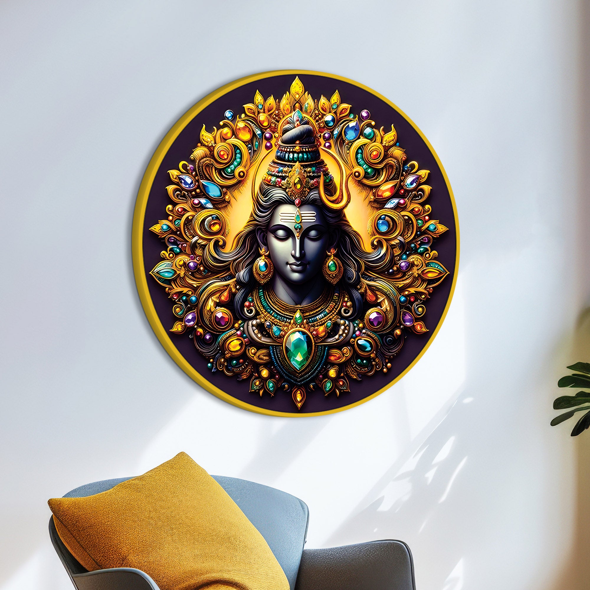 Lord Shiva Circular Wall Frame Premium Home Decor Painting