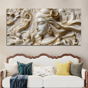 Lord Shiva Crescent Moon 3D Canvas Wall Painting