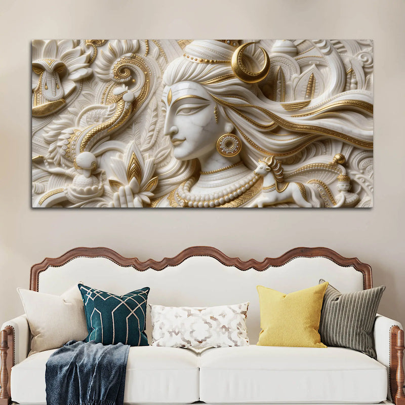 Lord Shiva Crescent Moon 3D Canvas Wall Painting