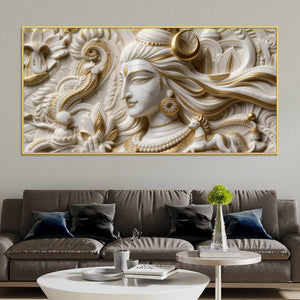 Lord Shiva Crescent Moon 3D Canvas Wall Painting