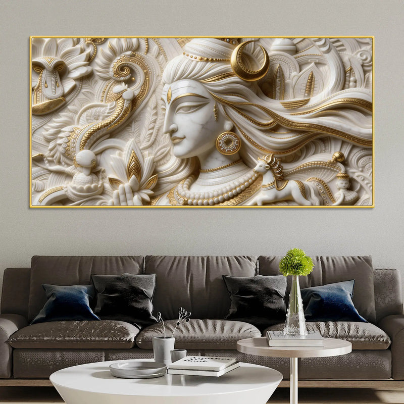 Lord Shiva Crescent Moon 3D Canvas Wall Painting