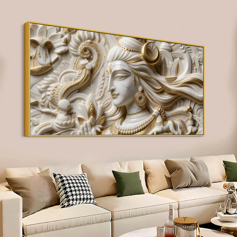 Lord Shiva Crescent Moon 3D Canvas Wall Painting