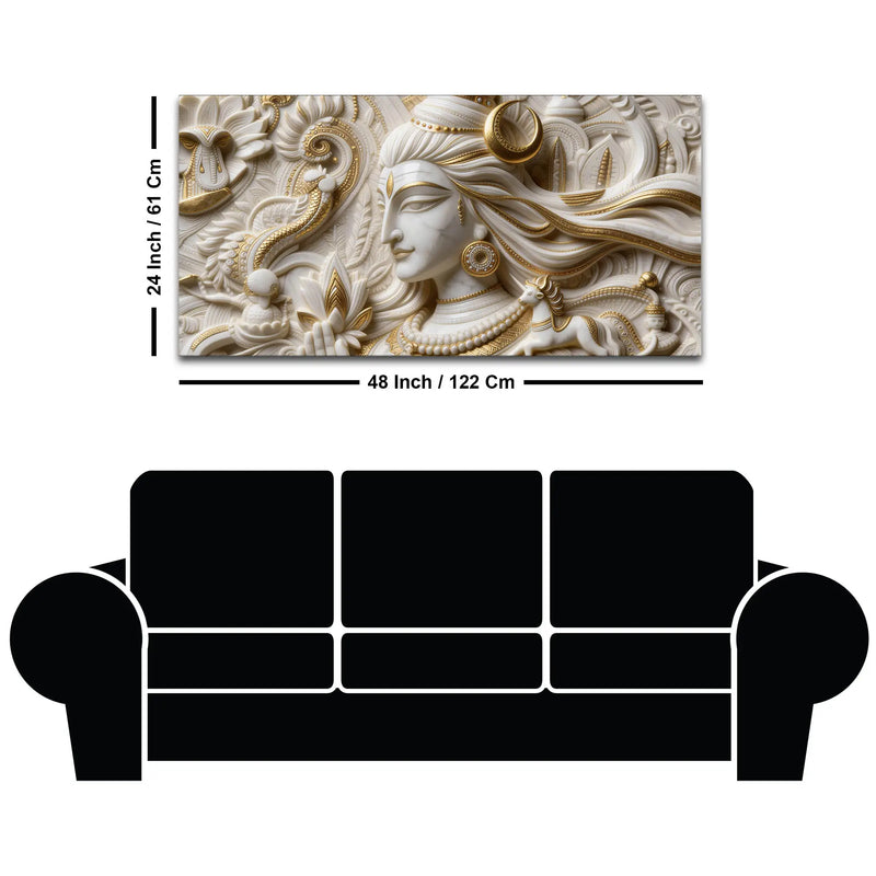 Lord Shiva Crescent Moon 3D Canvas Wall Painting