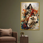 Lord Shiva & Nandi Floating Frame Crystal Wall Painting
